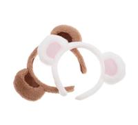DECHOUS 2pcs Adjustable Bear Ear Headband Plush Animal Ears Cute Face Wash Hairband for Women Soft Comfortable Makeup and Skincare Accessory Brown Pink