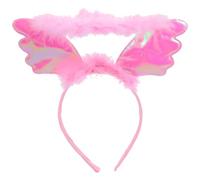DECHOUS 2pcs Angel Hair Band with Comfortable Plush Ring and Plastic Wings, Chic Pink Headbands for Christmas and Party Accessories