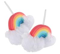 DECHOUS 2pcs Boys and Girls Bath Sponge Rainbow Design Exfoliating Pads with Dead Skin Removal and Massage for Shower and Sensitive Skin