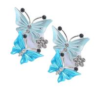 DECHOUS 2pcs Butterfly Car Diffuser Vent Clip Air Freshener Car Vent Air Freshener Clip Blue Rhinestone Aluminium Alloy Clip-on Design Women