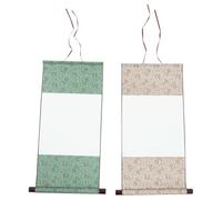 DECHOUS 2pcs Chinese Calligraphy Blank Scroll Paper Set Traditional Hollow Core Hanging Scrolls for Writing and Painting Brown and Green Art Painting for Calligraphy Practice