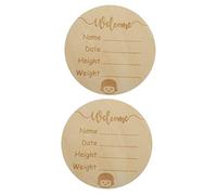 DECHOUS 2pcs Custom Nursery Sign Cards Birth Announcement Sign Round Wooden Decor