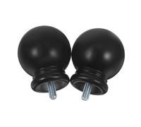 DECHOUS 2pcs Decorative Curtain Rod Finials Ball Shaped Black Plastic Window Drapery Rod End Caps Easy Installation Enhances Curtain Aesthetics for Home