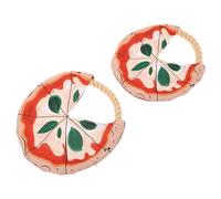 DECHOUS 2PCS Dog Flying Disc Set Cotton Rope, Bite-Resistant Pizza Shape Fetching Discs for Outdoor Training and Interactive Play, Small and Large Sizes for Puppies and Dogs