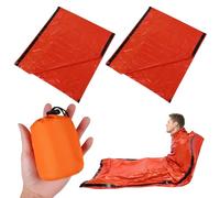 DECHOUS 2pcs Emergency Sleeping Bags Compact and Easy to Carry Pe Material Thermal Outdoor Survival Sleeping Bags for Wild Survival and Backpacking in Orange