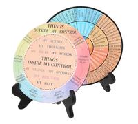 DECHOUS 2pcs Emotion Wheel Chart Decorations with Stand Feelings Wheel Ornaments for Home and Office Mental Health Desktop Decor for Psychological Wellness