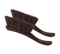 DECHOUS 2pcs Fireplace Cleaning Brushes with Curved Wood Handles, 4-row Soft Bristles Coal Ash Sweepers for Wood Stoves and Hearth Dust Removal Tools in Brown, Suitable for Home Fireplace