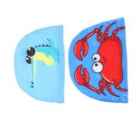 DECHOUS 2pcs Flexible Swimming Cap for Comfortable Swim Hat with Ear Protection Soft Cloth Design for Bathing Cute Crab Crocodile Patterns for Boys