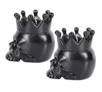 DECHOUS 2Pcs Gothic Skull Candle Holder: Spooky Black Skull Head Tealight Candlestick Holder Resin Halloween Skeleton Candleholder for Party Home Table Decor