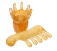 DECHOUS 2pcs Gua Sha Scalp Massager Comb with Beeswax Resin Handle, Rounded Wide Tooth Head Massage Tool for Head Care, Soft Texture and Adequate Thickness for Relaxation