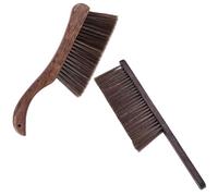 DECHOUS 2Pcs Guzheng Cleaning Brush Set Wooden Soft Bristle Instrument Dust Remover Standard Flat Brush Curved Handle for Guzheng and Guqin Maintenance