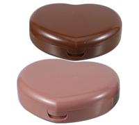 DECHOUS 2pcs Heart Shaped Travel Case, Portable Storage Box 7.2x5.8x2cm | Cover, Double Seal Compartments, Anti-Slip Base, Keeps Left and Right Lenses Separated on Trains