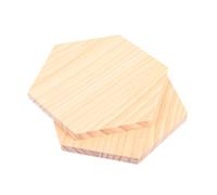 DECHOUS 2pcs Hexagon Unfinished Solid Wood Panels for DIY Painting Craft Projects, 8cm Length X 0.5cm Thickness Wooden Boards Suitable for Home Decoration and Woodcraft Coasters