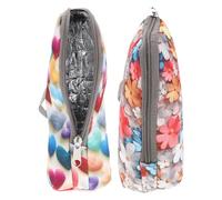 DECHOUS 2Pcs Insulated Bottle Bag with Heart and Daisy Print, Thermal Breastmilk Storage and Warmer Pouch, Portable Bottle Cooler Tote for Travel Daycare Nursing
