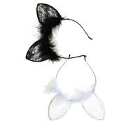 DECHOUS 2pcs Lace Rabbit Ear Headband Hair Accessories Comfortable and Well Decorated for Halloween and Drag Show Party Hair Accessory