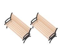 DECHOUS 2PCS Miniature Park Bench Set, Micro Landscape Model Chairs in Natural Wood Color, Dollhouse DIY Accessories for Fairy Garden, Cake Decoration, and Mini Village Display