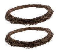 DECHOUS 2Pcs Natural Rattan Vine Wreath Base 35Cm Round Grapevine Twig Garland for DIY Craft Christmas Wall Door Hanging Rustic Holiday Decoration