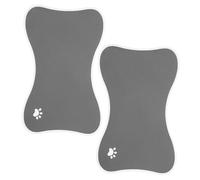 DECHOUS 2Pcs Non-Slip Bone-Shaped Pet Feeding Mat for Dog and Cat Bowls, Small Deep Grey Silicone Puppy and Cat Food Tray to Protect Floors