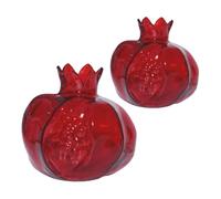 DECHOUS 2Pcs Nordic Style Pomegranate Shaped Glass Vase Set, Red Large and Small Flower Arrangement Vases for Living Room, Dining Table, Bedroom Floral Décor