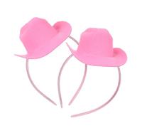 DECHOUS 2pcs Pink Cowgirl Hat Headband Mini Western Party Accessories for Women Comfortable Secure Fit Birthday Costume Decoration
