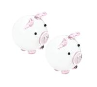 DECHOUS 2pcs Pink Crystal Glass Pig Figurine Set, Mini Decorative Animal Statues for Desktop and Home Decoration, Artistic and Realistic Animal Collectible Ornaments