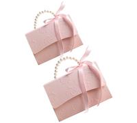 DECHOUS 2pcs Pink Paper Box Set with Embossed Flower Pattern, Lightweight and Safe to Hold, Includes Ribbon and Pearl Chain, for Schools and Stores, for Flower Wrapping and Small