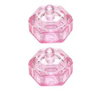 DECHOUS 2pcs Plated Crystal Cup Nail Art Dish Lidded Manicure Cup for Nail Liquid Powder Mixing at Home Studio