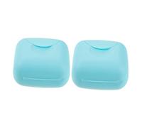 DECHOUS 2pcs Portable Storage Box Dustproof Carrying Case for Women Travel Small Blue Plastic Organizer Holder