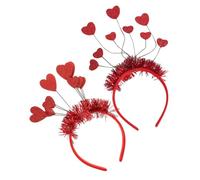 DECHOUS 2Pcs Red Sequin Love Heart Headbands for Women, Valentine'S Day Party Hair Accessories, Wedding Celebration Headwear, Heart-Shaped Antenna Boppers
