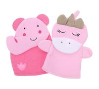 DECHOUS 2pcs Skin Exfoliating Mittens with Elephant and Unicorn Shapes, Composite Cotton Bath Gloves for Body Scrubbing and Refreshing Skin During Bath Time