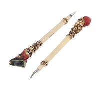 DECHOUS 2pcs Skull Shaped Resin Pens Pirate Themed Writing Pens for Students with Smooth Ink for Drawing and Marking in Beige Colour