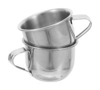 DECHOUS 2pcs Small Stainless Steel Tea Mugs 70ml Ergonomic Handle Design Reusable Rustproof Water Cups for Home and Dining
