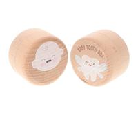 DECHOUS 2pcs Solid Wood First Lost Teeth Box for Boys and Round Tooth Keepsake Storage Holder Cute My First Curl Souvenir Case to Put Under Pillow