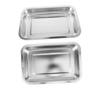 DECHOUS 2pcs Stainless Steel Open Cat Litter Box 304 Metal Small Kitten Toilet Pan Splash-resistant Portable Pet Tray for Indoor Use