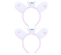 DECHOUS 2pcs White Bear Ear Headbands for Women, Cute Cloth Hair Accessories with Unique Design, for Parties and Photo Props to Create a Funny and Happy Atmosphere