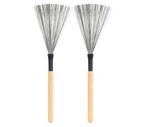 DECHOUS 2pcs Wire Drum Brush with Wooden Handles for Jazz Drum Set, Heavy Duty Steel Wire Brush Featuring Comfortable Grip and Spring Back Effect, for Beginner Practicing and Drummers