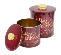 DECHOUS 2pcs Xmas Party Packing Boxes Set, Red Iron Boxes for Christmas Candy Storage, Not Easy to Deform Decorative and Stylish Containers for Holiday Presents