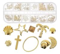 DECHOUS 3 Box Set of Golden Alloy Manicure Nail Charms with Ocean Animal Patterns, Portable and Easy Storage Decorative Nail Art Accessories for Scrapbooks and Resin Fillers, about 300pcs