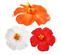 DECHOUS 3 Pcs Hawaiian Flower Hair Clips with Easy Use Clips Multi Color White Red Orange Floral Hair Accessories for Women and Elegant Barrettes for Weddings Parties Daily Wear