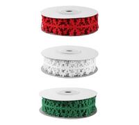 DECHOUS 3 Rolls Christmas Ribbon Set Snowflake Design Decorative Red Green White Wrapping Ribbon for Holiday Packaging 5 Meters Each