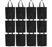 DECHOUS 30Pcs Reusable Non-Woven Fabric Grocery Tote Bags with Handles, Black Vertical Design 25X30X10Cm, Lightweight Shopping Handbags for Market and Party