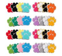 DECHOUS 32pcs Embroidered Puppy Paw Iron-on Patches with Silver Edge for Clothing, Jackets, Hats, and Backpacks - Sew-on Or Iron-on Animal Paw Print Appliques for DIY Decoration