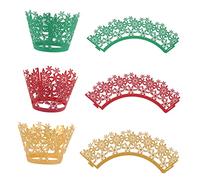 DECHOUS 36pcs Hollow Snowflake Cake Cases Cupcake Wrappers Lace Muffin Baking Decorations Stylish Dessert Wraps for Parties