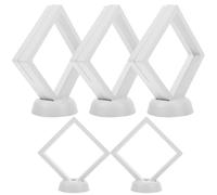 DECHOUS 3D Floating Jewelry Display Case White PE Film 9X9Cm Round Base 5 Sets for Lattice and Tabletop Presentation