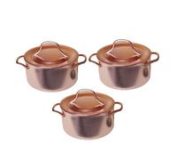 DECHOUS 3Pcs 1/12 Dollhouse Soup Pot Miniature Kitchen Cooking Pot Copper Metal Realistic Shape Collectible Ornaments Accessories