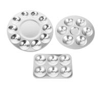 DECHOUS 3pcs Aluminum Paint Tray Palettes Set - 10-Compartment, 6-Compartment Square and Round Pallets for Acrylic Watercolor and Clay Art Painting, Lightweight DIY Artist Mixing Trays