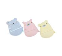 DECHOUS 3pcs Baby Bath Mitts Set with Cartoon Animal Design, Soft Cotton and Crystal Velour Material, Exfoliating Foaming Gloves for Bath Or Shower Use, Gentle Skin Rubbing and Grease