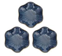 DECHOUS 3pcs Blue Japanese-Style Ceramic Sauce Plates with Stable Bottom, Multi-Purpose Dipping Bowls for Serving Snacks and Condiments in Home Dining