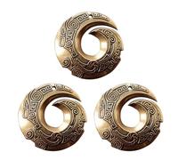 DECHOUS 3pcs Brass Ring Pendants Chinese Brass Pendant Engraved with Runes Lightweight Vintage Style Good Fortune Protection Decorations Craft Projects for Necklace Bag