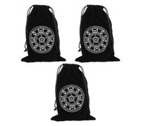 DECHOUS 3pcs Cloth Tarot Drawstring Bag for Cards and Coins Portable Black | Pentacle Patterned Storage Pouch, Lightweight Cloth Build, Home or Outdoor Use, Fits Divination Decks and Loose Change